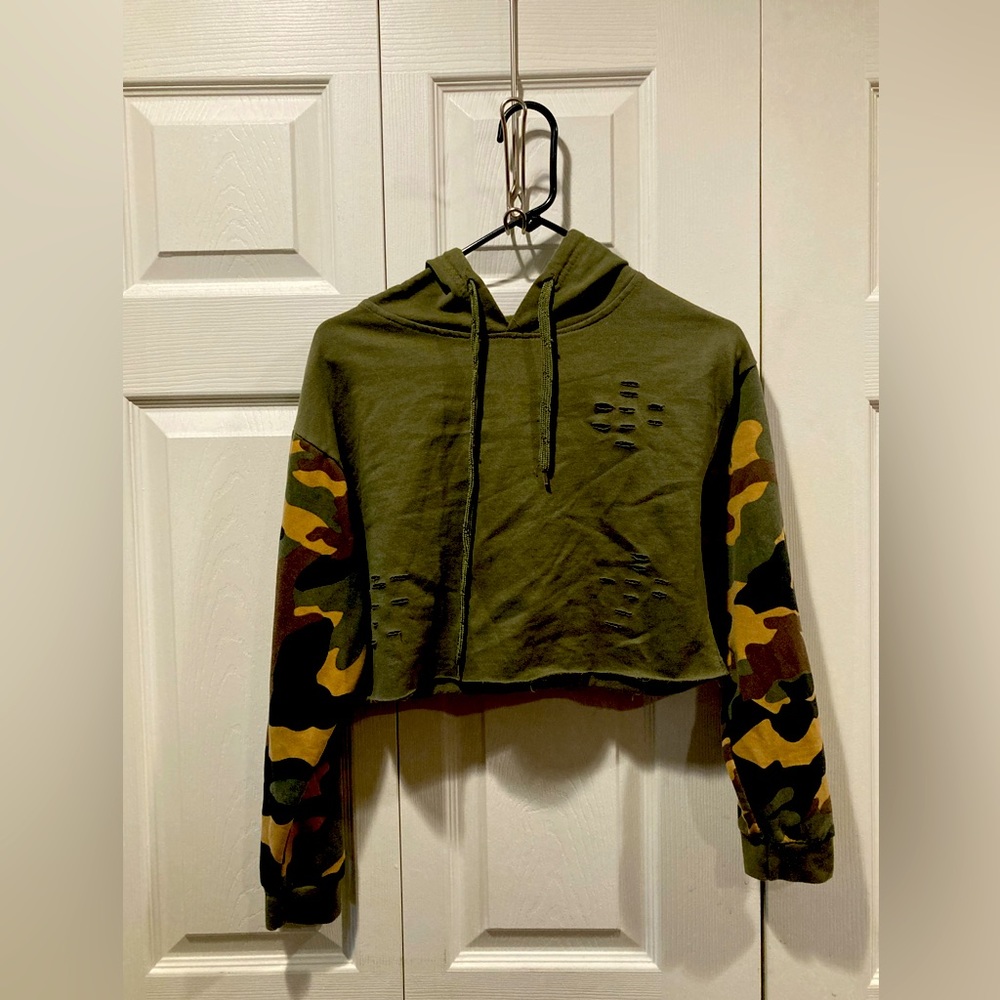 Army crop top hoodie